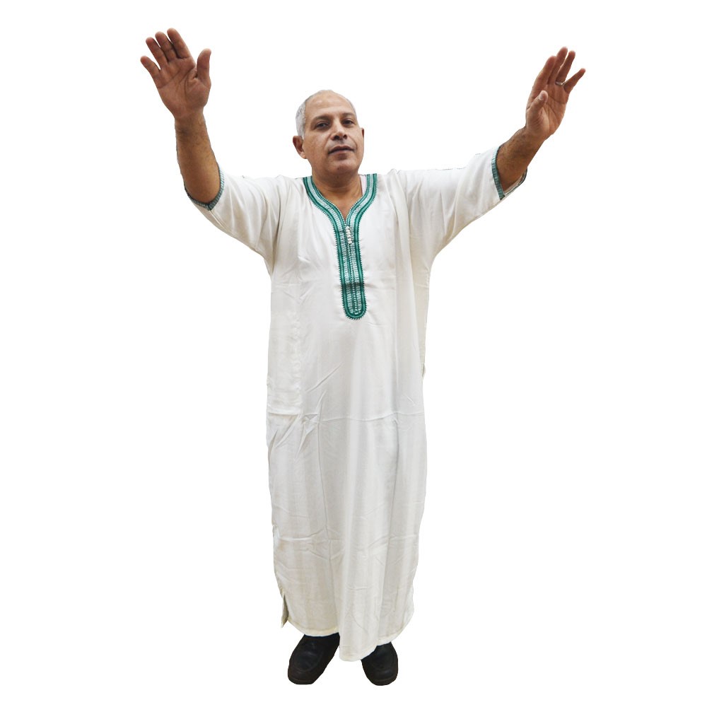 Chilabas para hombre: Chilaba djellaba túnica caftán para hombre 100%  algodón color blanco
