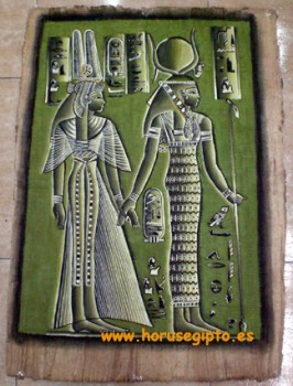 Papiro envejecido Isis y Nefertari
